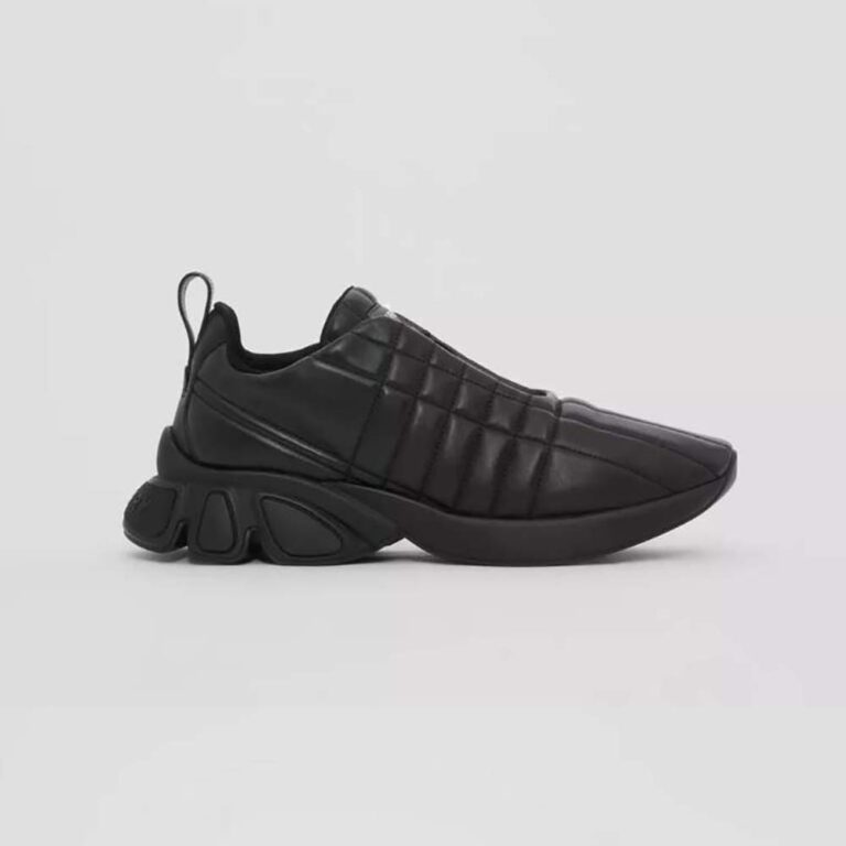 Burberry Unisex Quilted Leather Classic Sneakers-Black