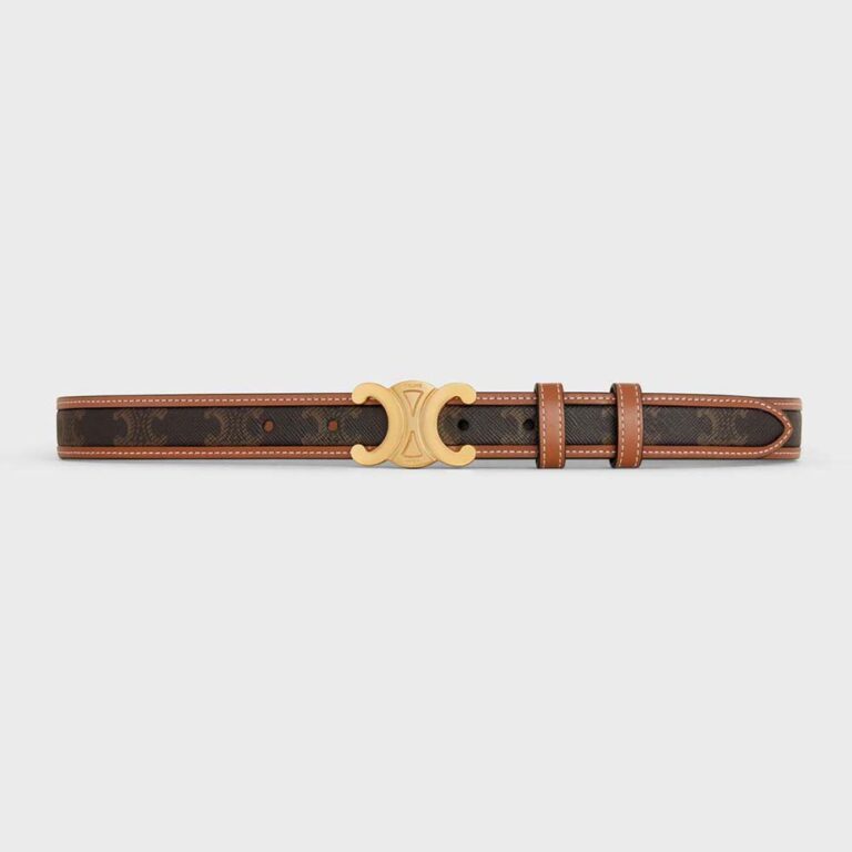 Celine Women Medium with Bborder Triomphe Belt in Triomphe Canvas and Calfskin