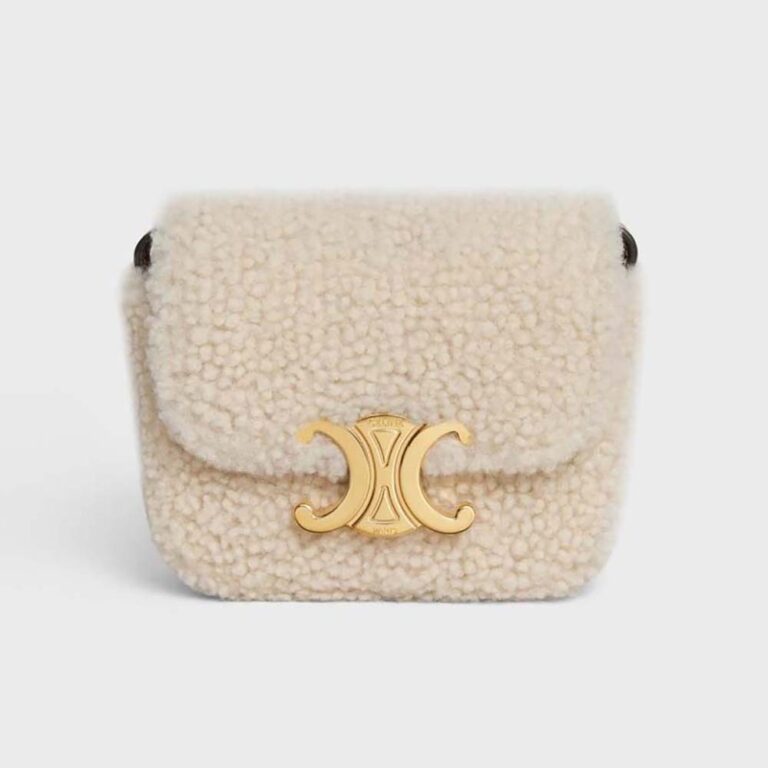 Celine Women Mini Triomphe in Shearling and Calfskin