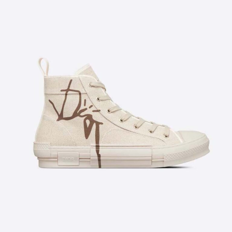 Dior Men B23 Cactus Jack Dior High-Top Sneaker Cream and Coffee Cotton Canvas
