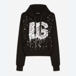 Dolce Gabbana D&G Women Jersey Sweatshirt with DG Logo Print-Black