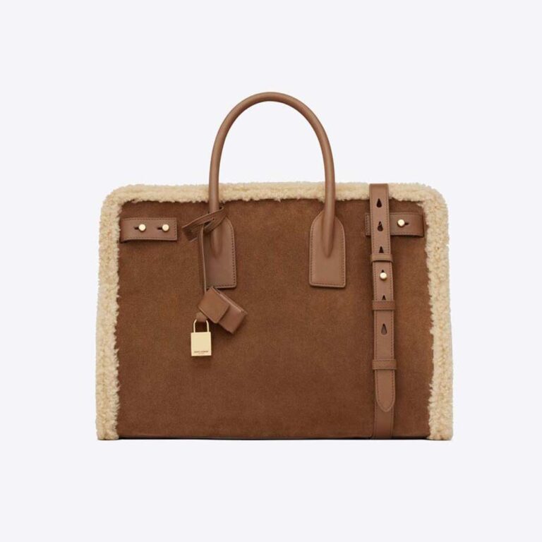 Saint Laurent YSL Women Sac De Jour Supple Medium in Suede and Shearling