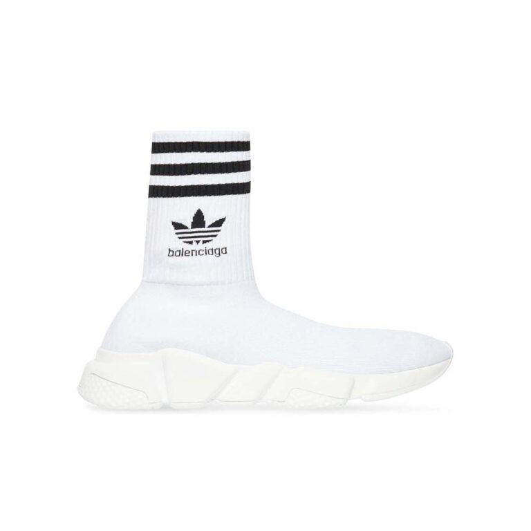 Balenciaga Unisex adidas Speed Sneaker in White and Black Sole Unit is Done in Collaboration with Adidas