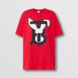 Burberry Women Rabbit Print Cotton Oversized T-shirt-Red