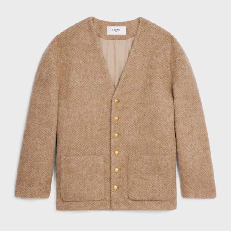 Celine Women Oversized Cardigan in Alpaca Wool-Brown