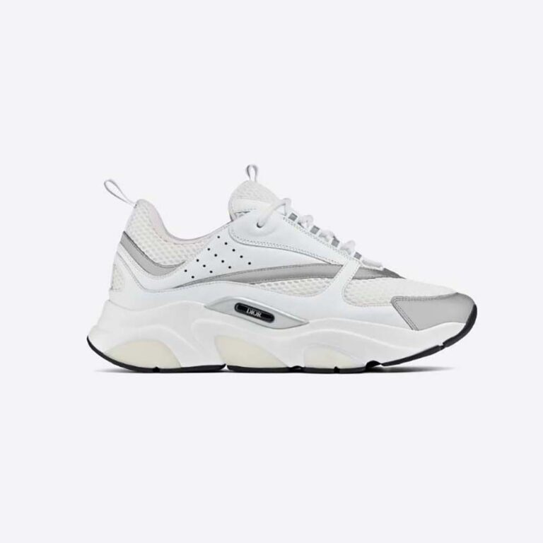 Dior Men B22 Sneaker White Technical Mesh with White and Silver-Tone Calfskin