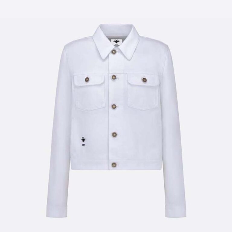 Dior Women Jacket White Cotton Denim with Blue Rêve D'Infini Motif