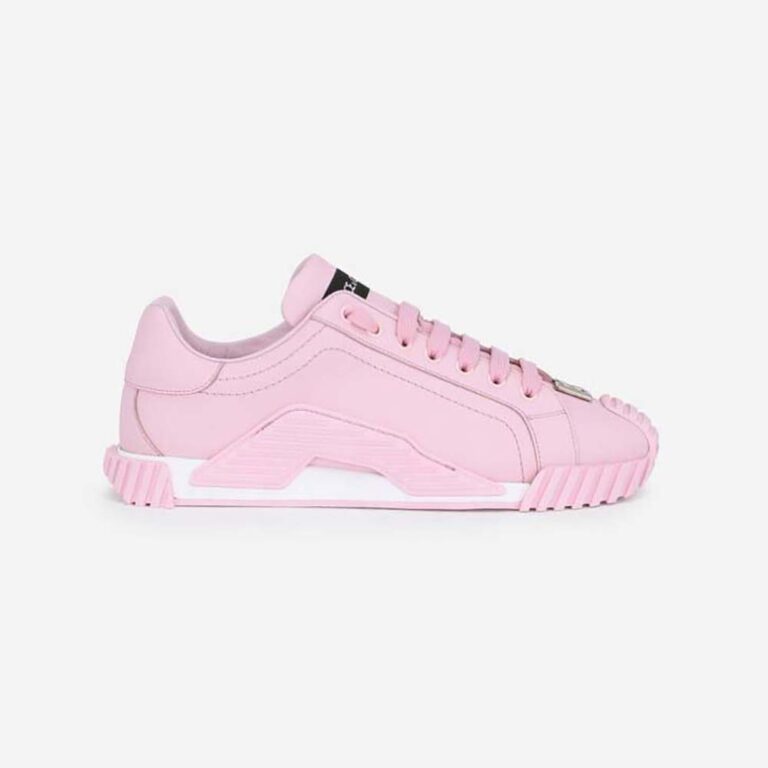 Dolce Gabbana D&G Unisex Calfskin NS1 Sneakers with DG Logo-Pink