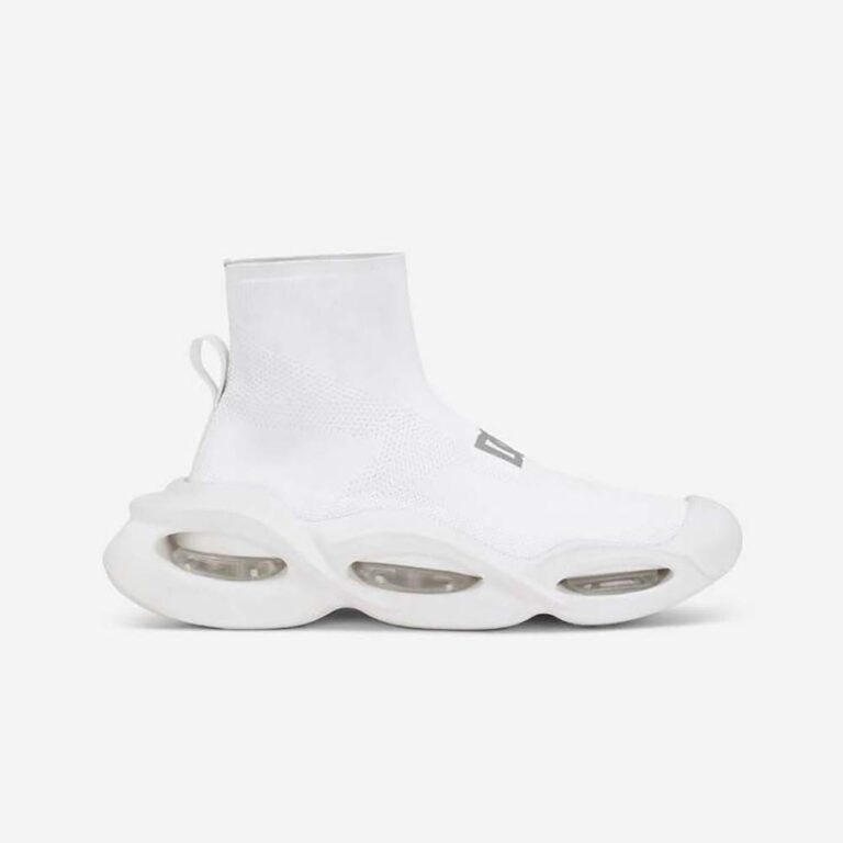 Dolce Gabbana D&G Unisex Stretch Mesh Wave Mid-Top Sneakers-White
