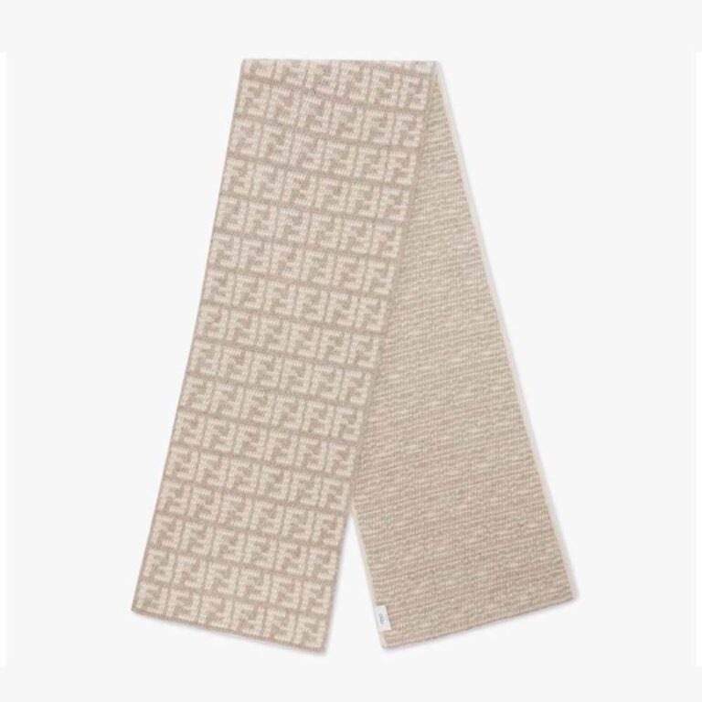Fendi Women FF Scarf Dove Gray Cashmere Scarf