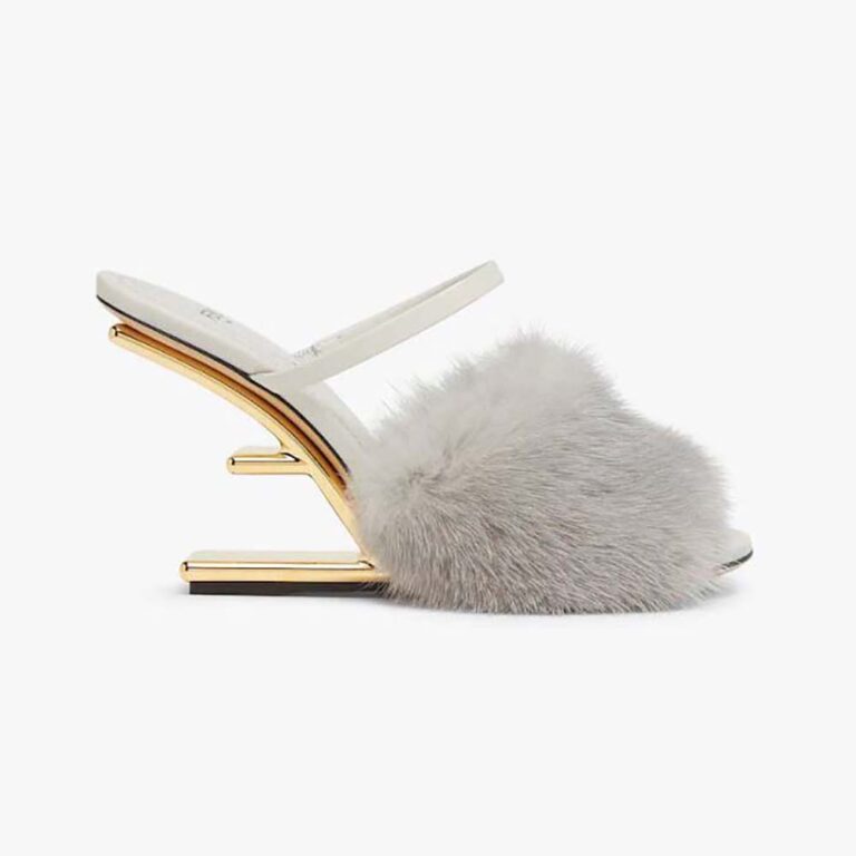 Fendi Women First Pale Grey Mink High-Heeled Sandals