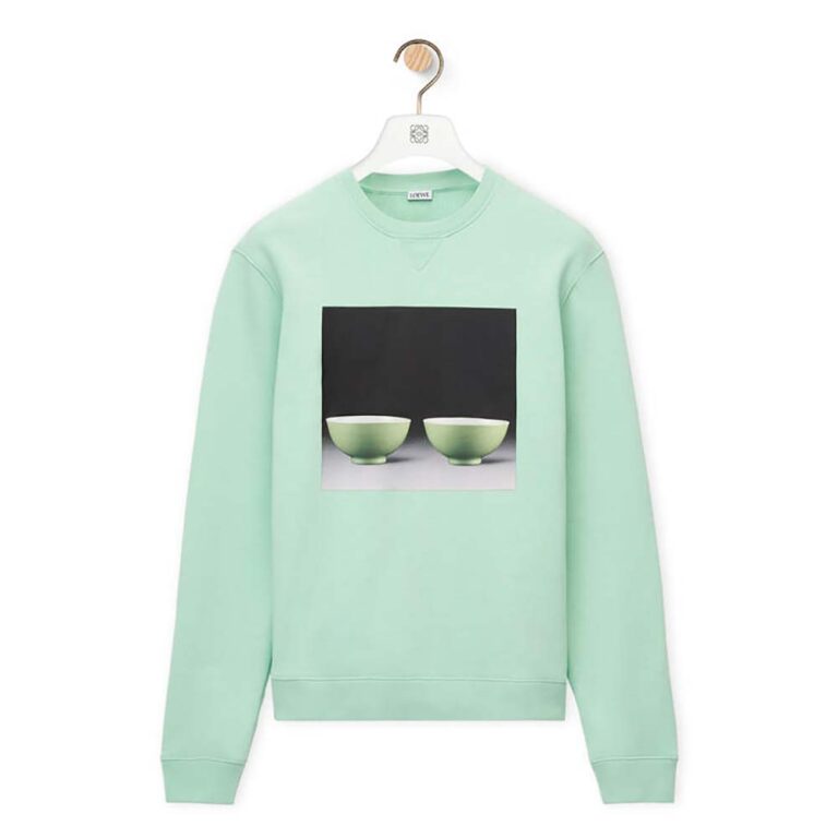 Loewe Women Ceramic Print Sweatshirt in Cotton-Lime