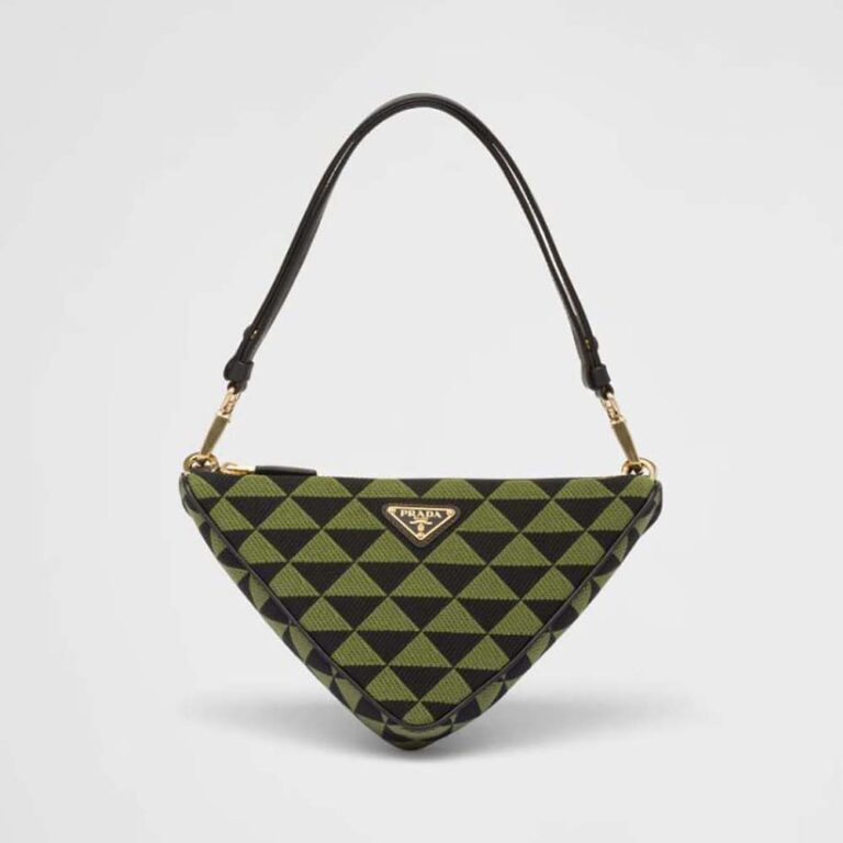 Prada Women Symbole Leather and Fabric Mini Bag-Green