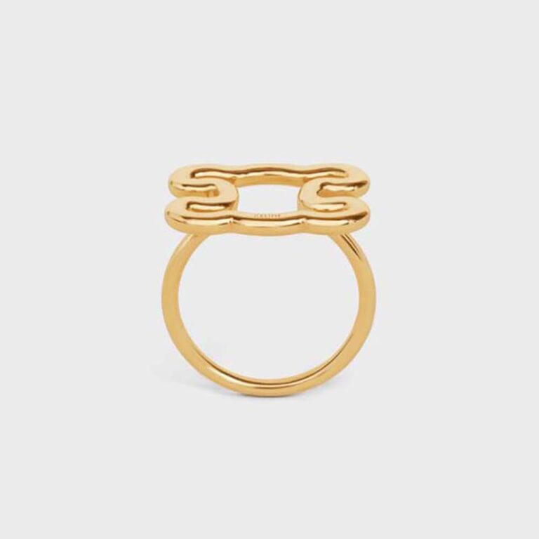 Celine Women Triomphe Frame Large Ring in Brass with Gold Finish