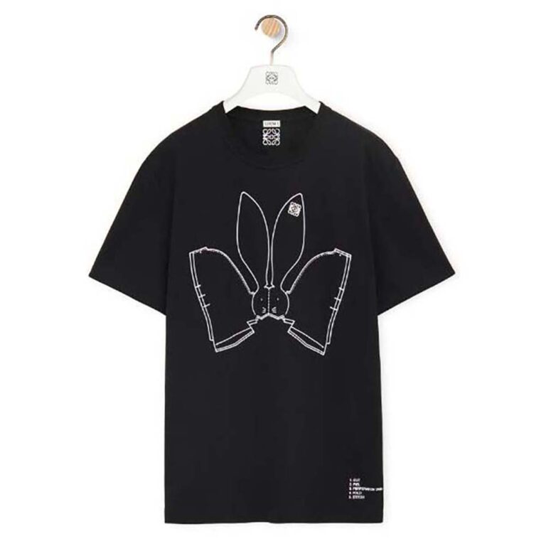 Loewe Men Bunny T-shirt in Cotton-Black