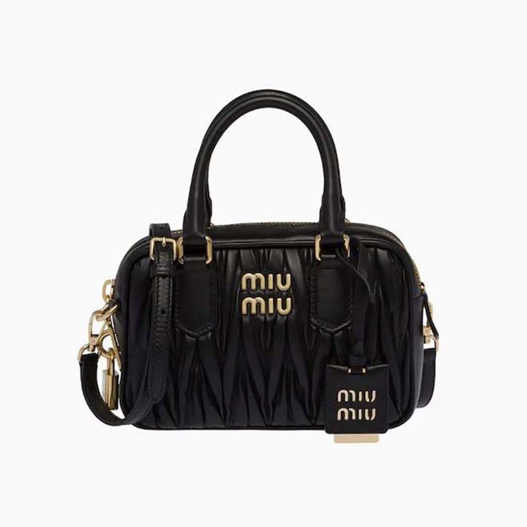Miu Miu Women Matelassé Nappa Leather Top-Handle Bag-Black