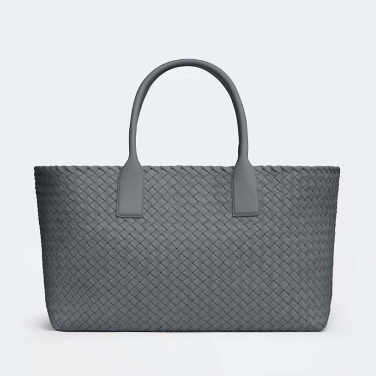 Bottega Veneta Women Medium Cabat Leather Tote Bag with Detachable Strap-Gray