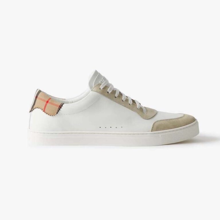 Burberry Men Leather Suede and Check Cotton Sneakers