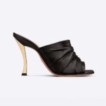 Dior Women D-Fame Heeled Sandal Black Pleated Lambskin