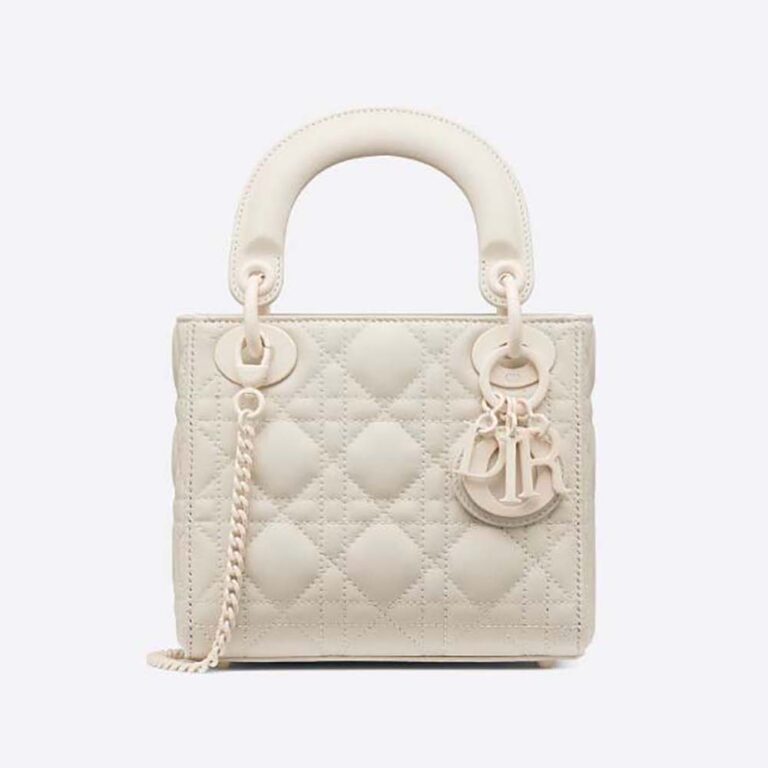 Dior Women Mini Lady Dior Bag Latte Ultramatte Cannage Calfskin