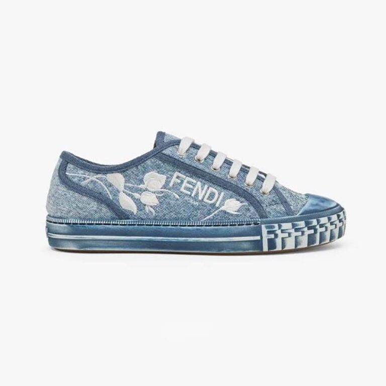 Fendi Men Domino Light Blue Denim Low Tops