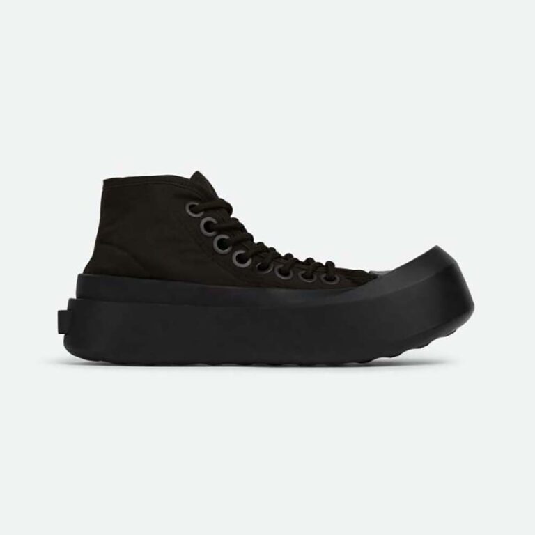 Bottega Veneta Women Jumbo Sneaker Nylon High Top Lace-up Sneakers-Black