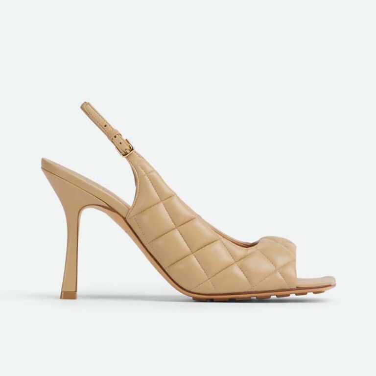 Bottega Veneta Women Padded Slingback Sandal in 9 cm Heel Height-Beige