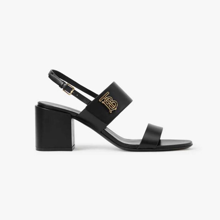Burberry Women Monogram Motif Leather Sandals-Black