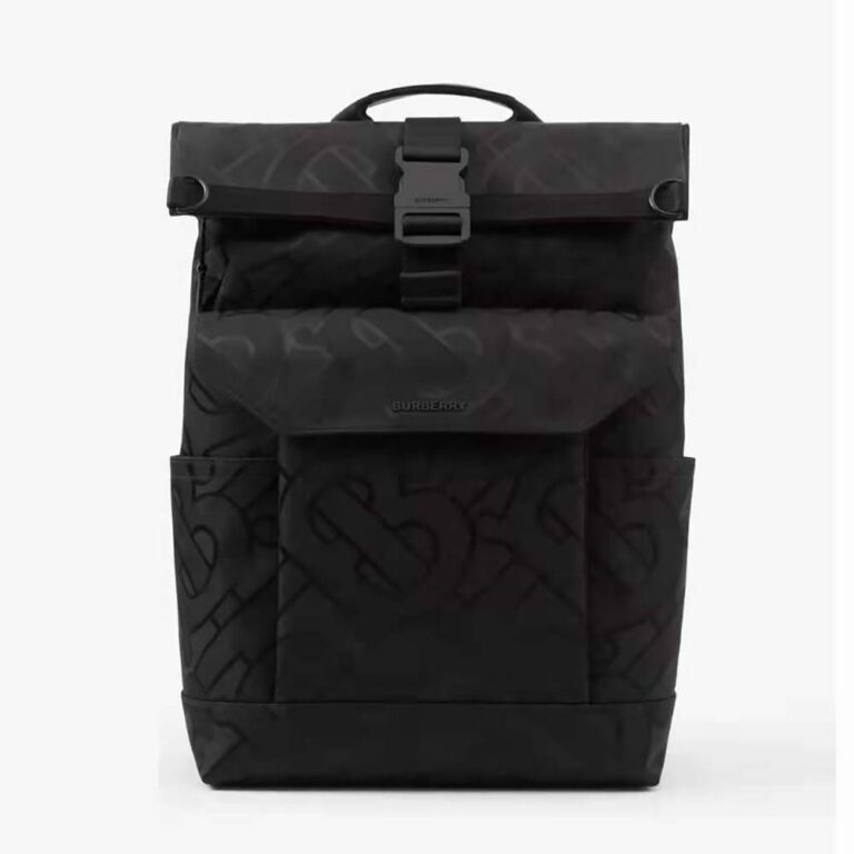 Burberry Women Orville Backpack with Raised Burberry Lettering at Front-Black