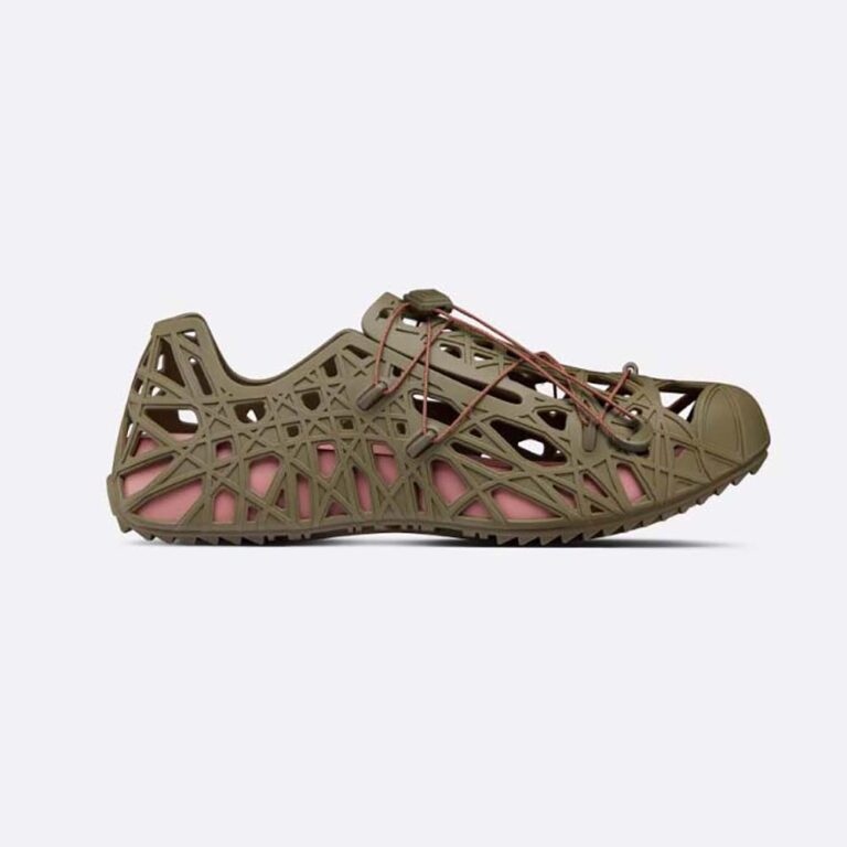 Dior Men Warp Sandal Khaki Cosmo Rubber with Warped Cannage Motif