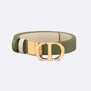 Dior Women 30 Montaigne Reversible Belt Aspen Green and Dusty Ivory Smooth Calfskin 20 MM