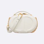 Dior Women CD Signature Oval Camera Bag Latte Calfskin with Embossed CD Signature