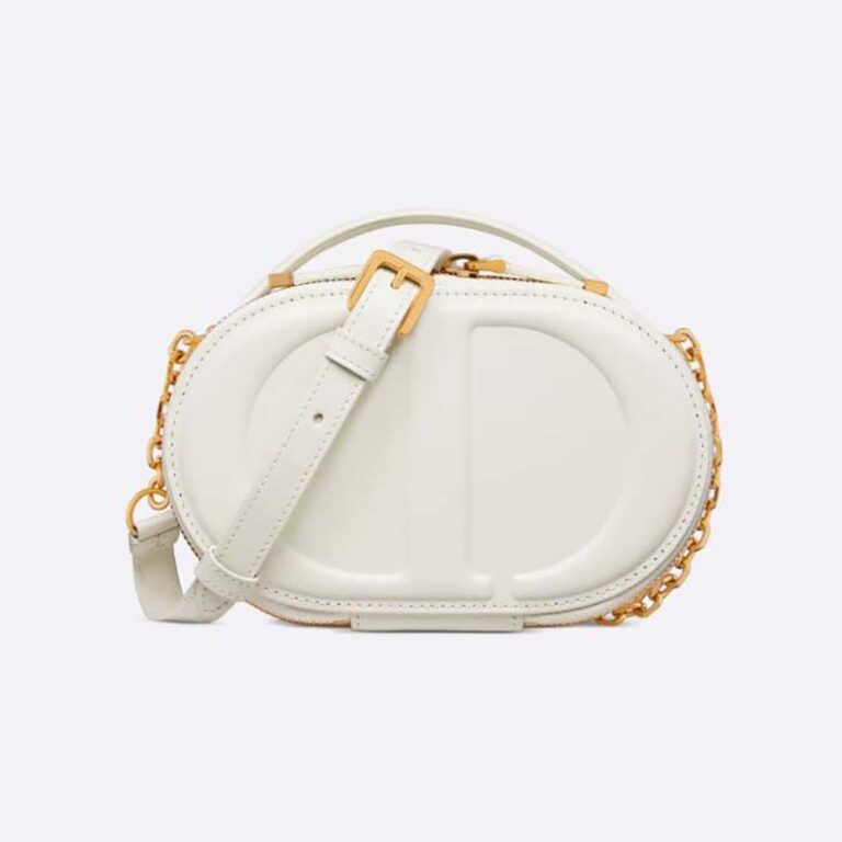 Dior Women CD Signature Oval Camera Bag Latte Calfskin with Embossed CD Signature