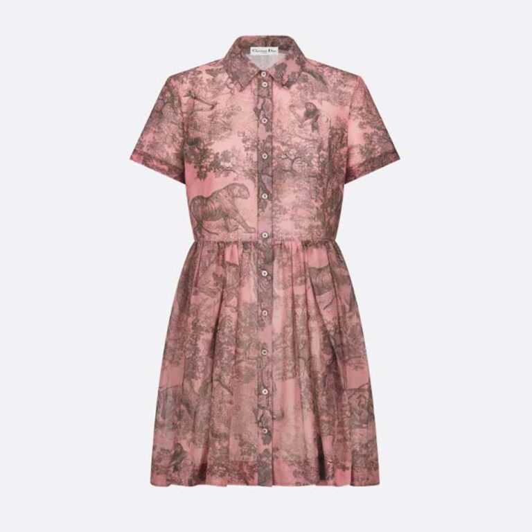 Dior Women Dioriviera Short Dress Pink and Gray Cotton Muslin