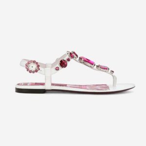 Dolce Gabbana D&G Women Patent Leather Thong Sandals