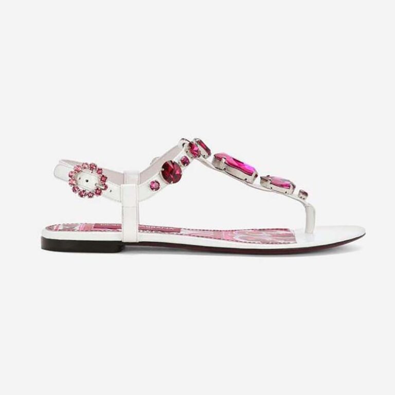Dolce Gabbana D&G Women Patent Leather Thong Sandals