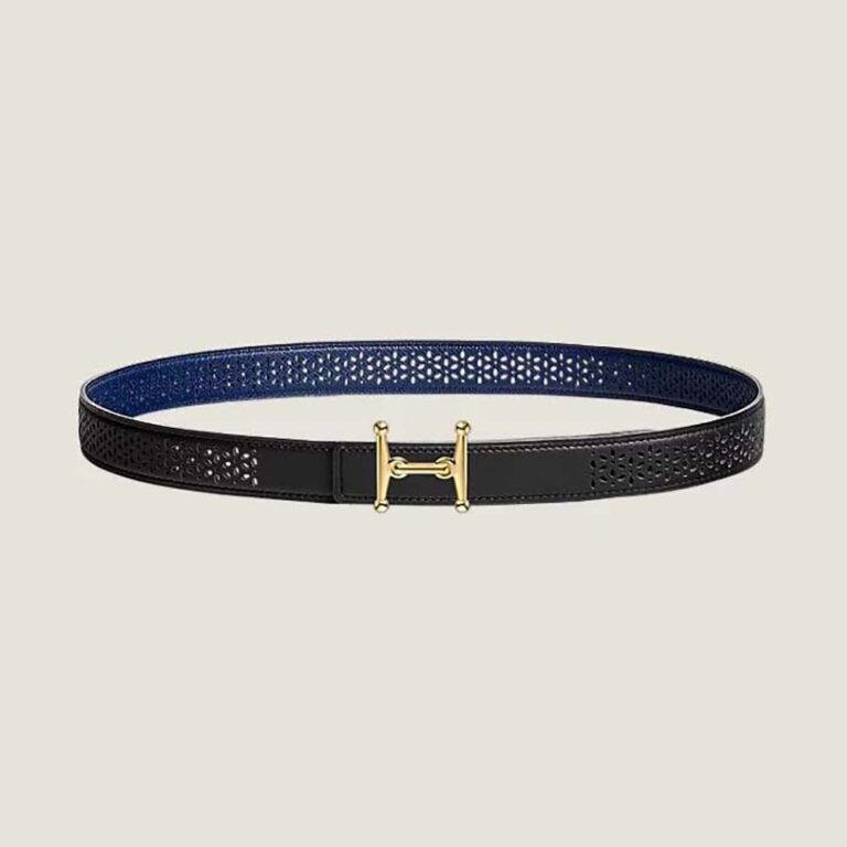 Hermes Women Mors H Belt Buckle & Reversible Leather Strap 24 mm-Black