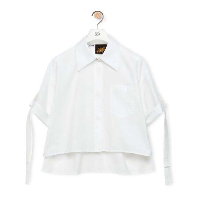 Loewe Women Cropped Workwear Shirt in Cotton