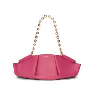 Loewe Women Small Paseo Bag in Shiny Nappa Calfskin with Chain-Rose