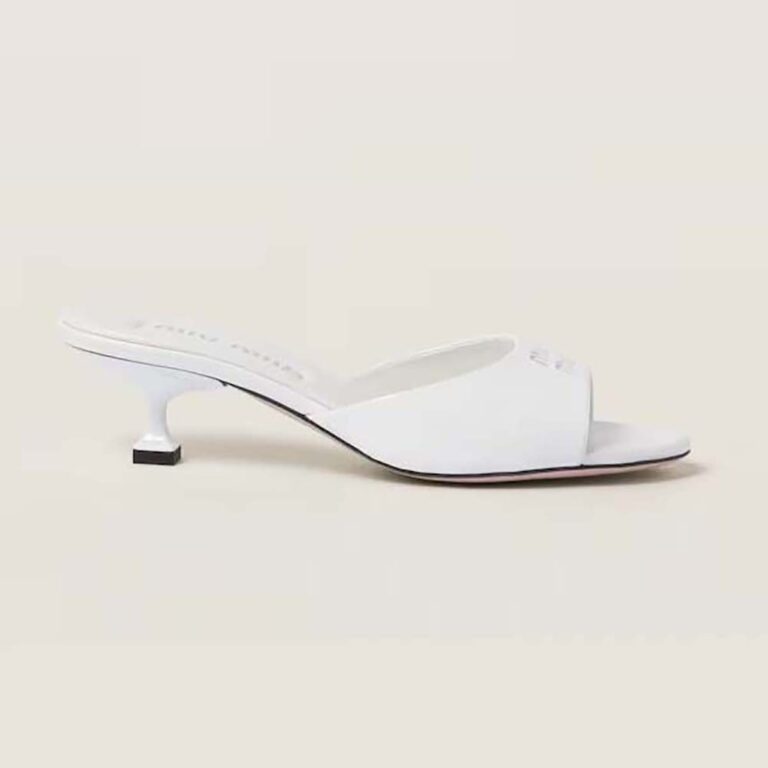 Miu Miu Women Patent Leather Sandals in 45 mm Heel Height-White