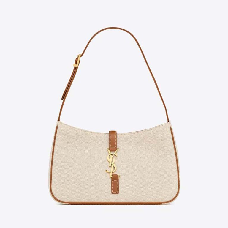 Saint Laurent YSL Women Le 5 à 7 in Canvas and Leather-Beige