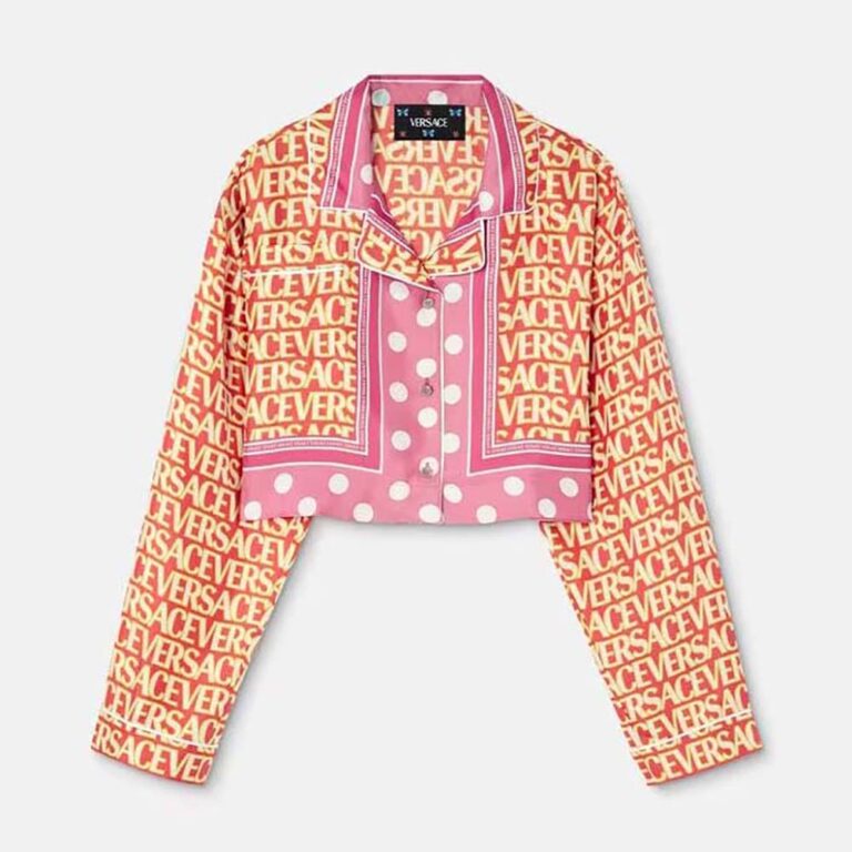 Versace Women Allover Silk Crop Shirt