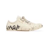 Balenciaga Unisex Paris Low Top Graffiti Sneaker in White