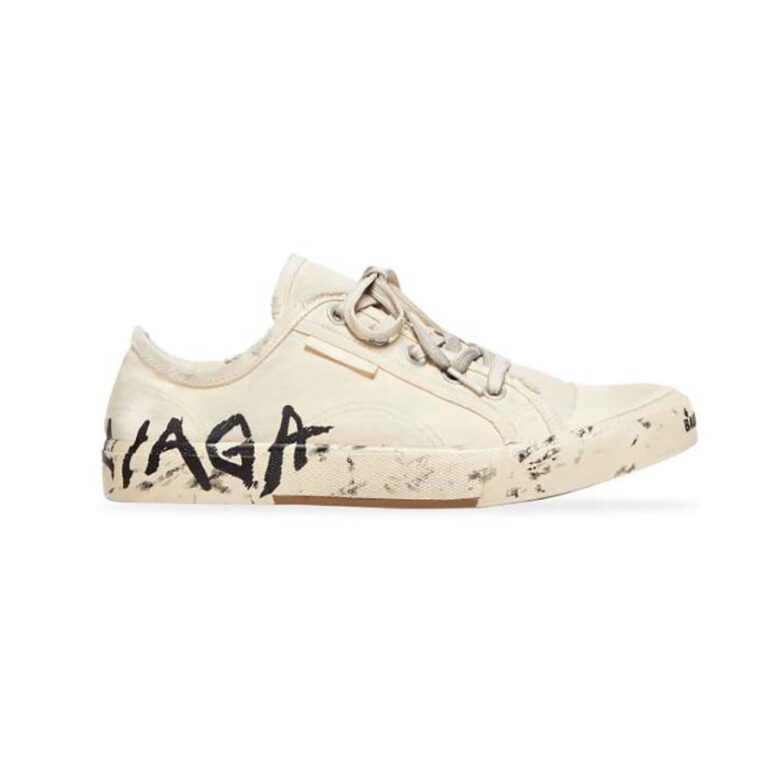 Balenciaga Unisex Paris Low Top Graffiti Sneaker in White
