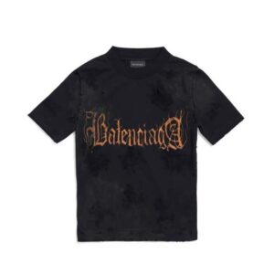 Balenciaga Women Heavy Metal Tight T-Shirt Small Fit in Black Faded