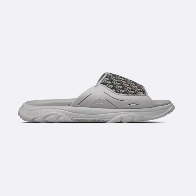 Dior Men H-town Sandal Gray Rubber with Beige and Black Dior Oblique Jacquard