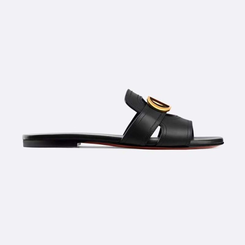 Dior Women 30 Montaigne Slide Black Calfskin