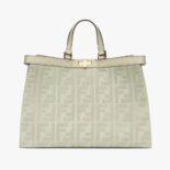 Fendi Women X-Tote Light Green Canvas Shopper with FF Embroidery