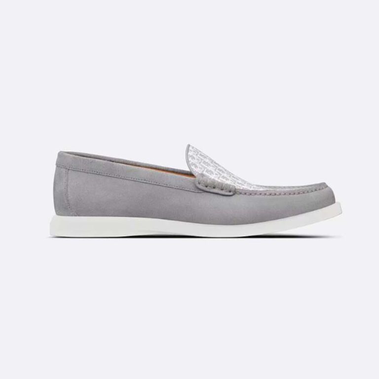 Dior Men Granville Loafer Dior Gray Suede and Dior Oblique Jacquard