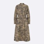 Dior Women Belted Shirt Dress Beige Cotton Gabardine with Toile de Jouy Voyage Motif